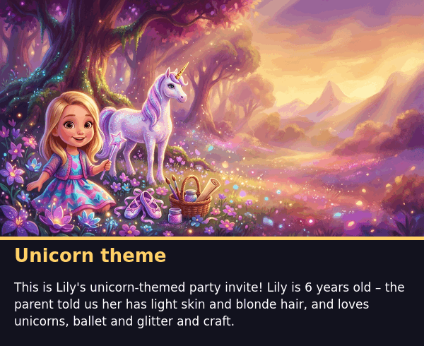 Personalised party invite examples